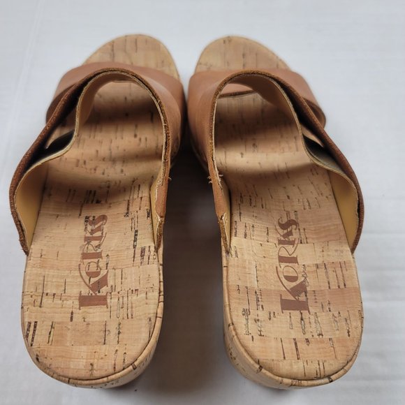 Korks Ease Platform Wedge Slide-On Leather Sandals - Picture 6 of 12